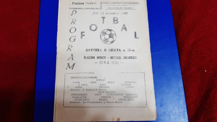 program Flacara Moreni - Metalul Buc.
