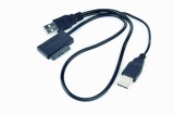 CABLU USB GEMBIRD adaptor USB 2.0 (T) la slim S-ATA (T) 50cm pt. SSD DVD cu USB suplimentar pt. extra power negru "A-USATA-01"