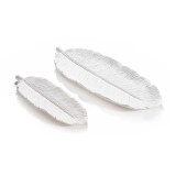 Set 2 tavi din polirasina cu sclipici alb 12x31 cm