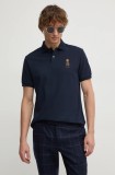 Hackett London polo de bumbac culoarea albastru marin, cu imprimeu, HM563357