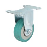 Roata fixa 50x16 mm cu cauciuc plin albastru si placa otel, 27 kg