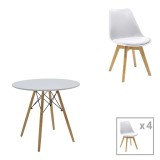 Set masa si scaune 5 piese Julita-Gaston Alb 80x80x73 cm