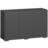 HOMCOM Bufet mobilier de depozitare 2 sertare culisante 3 uși poliță reglabilă panouri aglomerate 117 x 36 x 74 cm negru | Aosom Romania