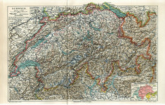 Harta a Elvetiei( Schweis) ~ 1895 foto