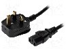 Cablu alimentare AC, 2m, 3 fire, culoare negru, BS 1363 (G) mufa, IEC C13 mama, LIAN DUNG -