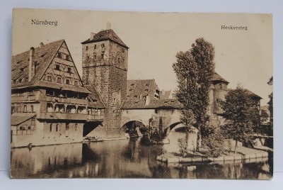 NURNBERG - HENKERSTEG , CARTE POSTALA ILUSTRATA , MONOCROMA, CIRCULATA , ADRESATA DOAMNEI ALICE STURDZA , DATATA 1913 foto
