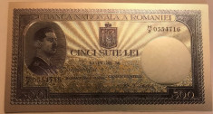 500 Lei 1936 Carol II bancnota rara superba polimer placata argint foto
