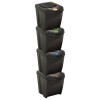 Set 4 Cosuri Gunoi Stivuibile Gossi, 100L (4x25L), Polipropilena, Antracit, Etichete Sortare