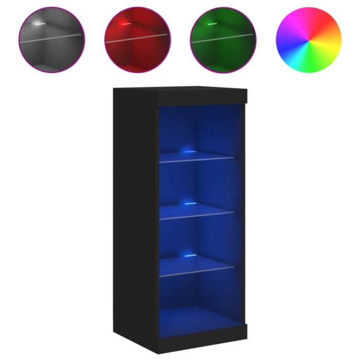 Servanta cu lumini LED, negru, 41x37x100 cm