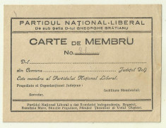 Carte de Membru Partidul National Liberal Gh.Bratianu - anii 1930 foto