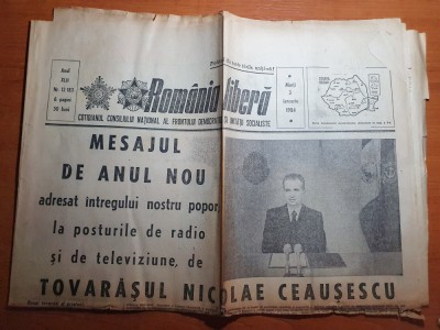 romania libera 3 ianuarie 1984-mesajul lui ceausescu de anul nou foto