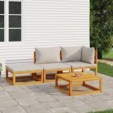 vidaXL Set mobilier grădină, perne gri deschis, 4 piese, lemn masiv 3155304
