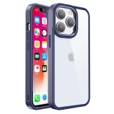Husa antisoc compatibila apple iphone 14 pro, super camera protect, clear pc, blue