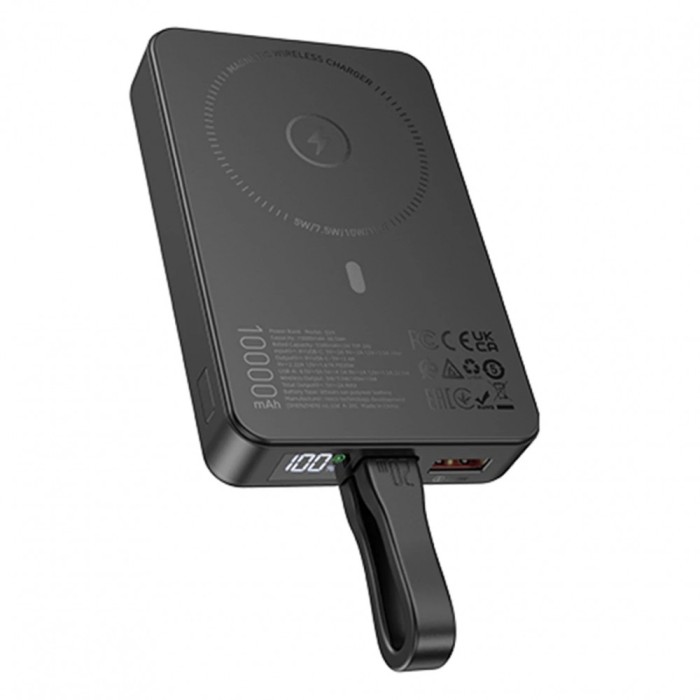 Baterie externa Wireless, 10.000mAh, PowerBank, Magnetica, compatibila MagSafe + Mini Cablu USB-C la
