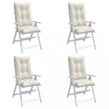 Set 4 Perne Scaun Spatar Inalt vidaXL, 120x50x7cm, Textil Crem Melanj, Umplutura PP, Fixare cu Snur