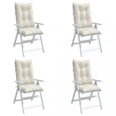 vidaXL Perne scaun spătar &icirc;nalt, 4 buc. melanj crem 120x50x7 cm textil 4002353