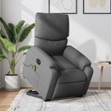 vidaXL Fotoliu electric masaj rabatabil cu ridicare, gri &icirc;nchis textil
