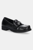 Love Moschino mocasini de piele culoarea negru, cu toc plat, JA10222G1NJD000A