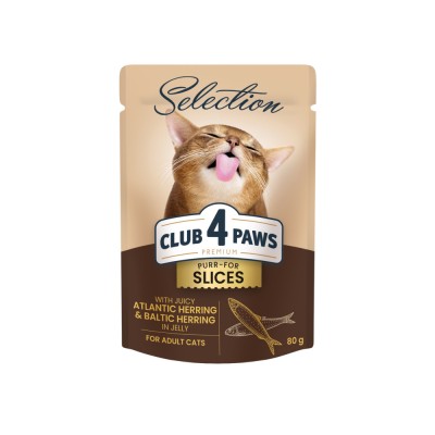 Club 4 Paws Premium Plus Selection Hrana umeda pentru pisici - Bucati de hering Baltic Atlantic in jeleu, 12x80g foto