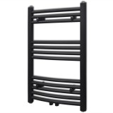 Radiator port-prosop &icirc;ncălzire baie, curbat, negru, 500 x 764 mm