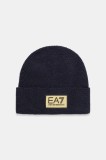 EA7 Emporio Armani pălărie din amestec de l&acirc;nă culoarea bleumarin, AF18021.7X000247