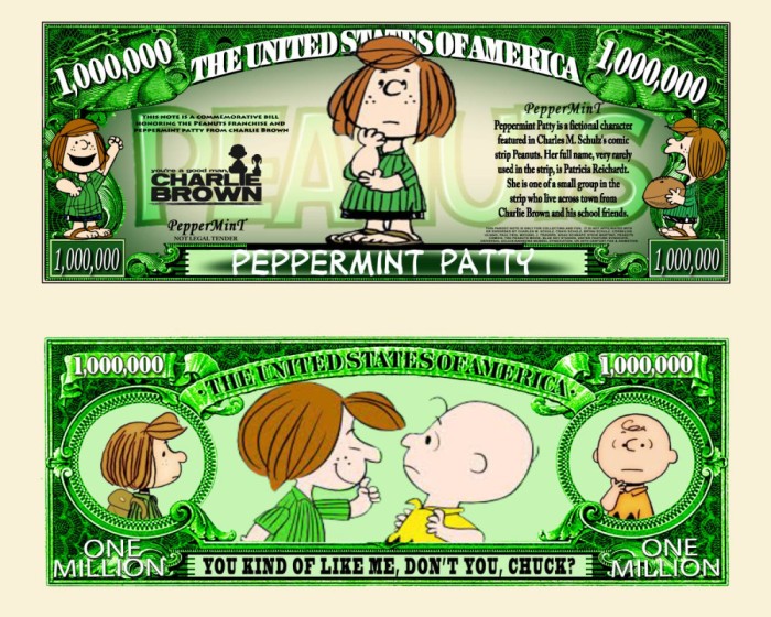 SUA = FANT NOTE (TJ6) = DES ANIMATE : PEPPER PATTY DIN SERIA CHARLIE BROWN - UNC