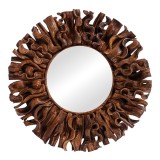 Cumpara ieftin Oglinda cu rama de lemn Adrez Boho Pako World Natural 70x70x8 cm