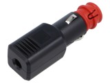Mufă brichetă auto PRO CAR terminal cu şurub 12-24V 15A neagră cu siguranță
