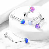 Piercing pentru buză, bărbie sau ureche, din oțel 316L &ndash; opal sintetic, 8 mm - Culoare: Albastru