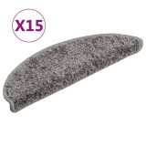 Cumpara ieftin Covorase pentru scari, 15 buc., 56x17x3 cm, gri, semirotunde