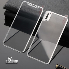 Folie protectie din sticla pentru Iphone X, full cover, argintiu foto