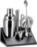 Cumpara ieftin Set preparare cocktail, 8 piese, otel argintiu, bambus negru 750 ml