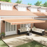 vidaXL Marchiză retractabilă manuală Portocalie și Albă 600x300 cm