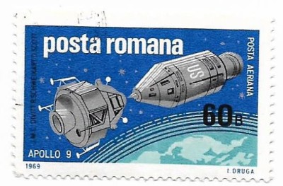 Cosmos III Apollo 9 si 10, 1969 - 60 B, obliterat foto
