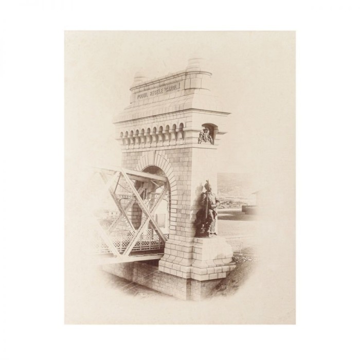 Intrarea pe Podul Regele Carol I, fotografie de mari dimensiuni, atelier Franz Duschek, 1895 - Cernavodă