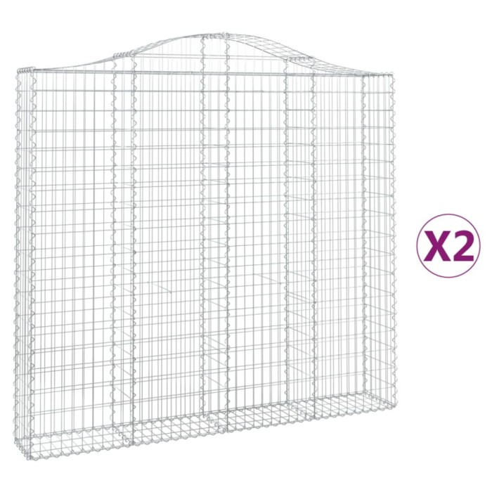 Cosuri gabion arcuite 2 buc, 200x30x180/200cm, fier galvanizat