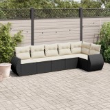 Cumpara ieftin Set mobilier de grădină cu perne, 6 piese, negru, poliratan