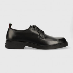 HUGO pantofi de piele Iker barbati, culoarea negru, 50503649