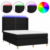 Cumpara ieftin Pat cu arcuri, saltea si LED, negru, 140x190 cm, textil