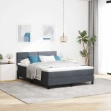 VidaXL Pat cu arcuri cu headboard Gri &icirc;nchis 160 x 200 cm Catifea 3342663