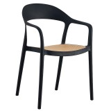 Cumpara ieftin Scaun exterior Ember cu protectie UV plastic bej-negru 52.5x56.5x81cm