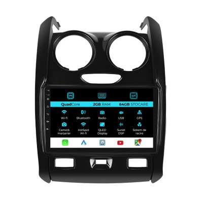Navigatie Dedicata Dacia Duster (2010-2020), 9Inch, 2Gb Ram, 64Gb Stocare, Carplay foto