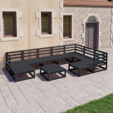 Cumpara ieftin Set mobilier relaxare de grădină 10 piese negru lemn masiv pin