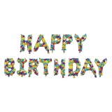 Set Baloane Petrecere, 13 Bucăți Folie Metalizată, Litere &quot;Happy Birthday&quot;, Dimensiune 23x35 cm, Multicolor, Oem