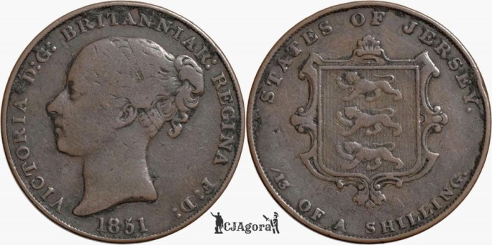 1851, 1/13 shilling - Victoria - Jersey