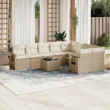 vidaXL Set canapele de grădină cu perne, 10 piese, bej, poliratan 3252985