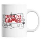 Cana alba personalizata &quot;TRUST ME, I&#039;M A GAMER&quot;, INOVATIX&reg;. 330ml