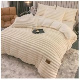 Cumpara ieftin Lenjerie de Pat Cocolino , Cearceaf cu Elastic, 4 Piese, Blană de Iepure Artificială, Cream - JOJ670