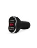 Adaptor de incarcare cu conectare la bricheta auto 2 x USB, cu voltmetru si ampermetru Negru, Carguard