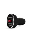 Adaptor de incarcare cu conectare la bricheta auto 2 x USB, cu voltmetru si ampermetru Negru, Carguard